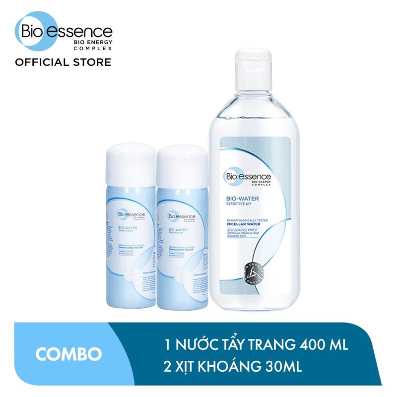Bộ chăm sóc da Bio-Essence (Nước tẩy trang ẩm mượt Bio-Water Micellar Water 400ml + 2 Nước khoáng Bio-Water Energizing Water 30ml) cao cấp