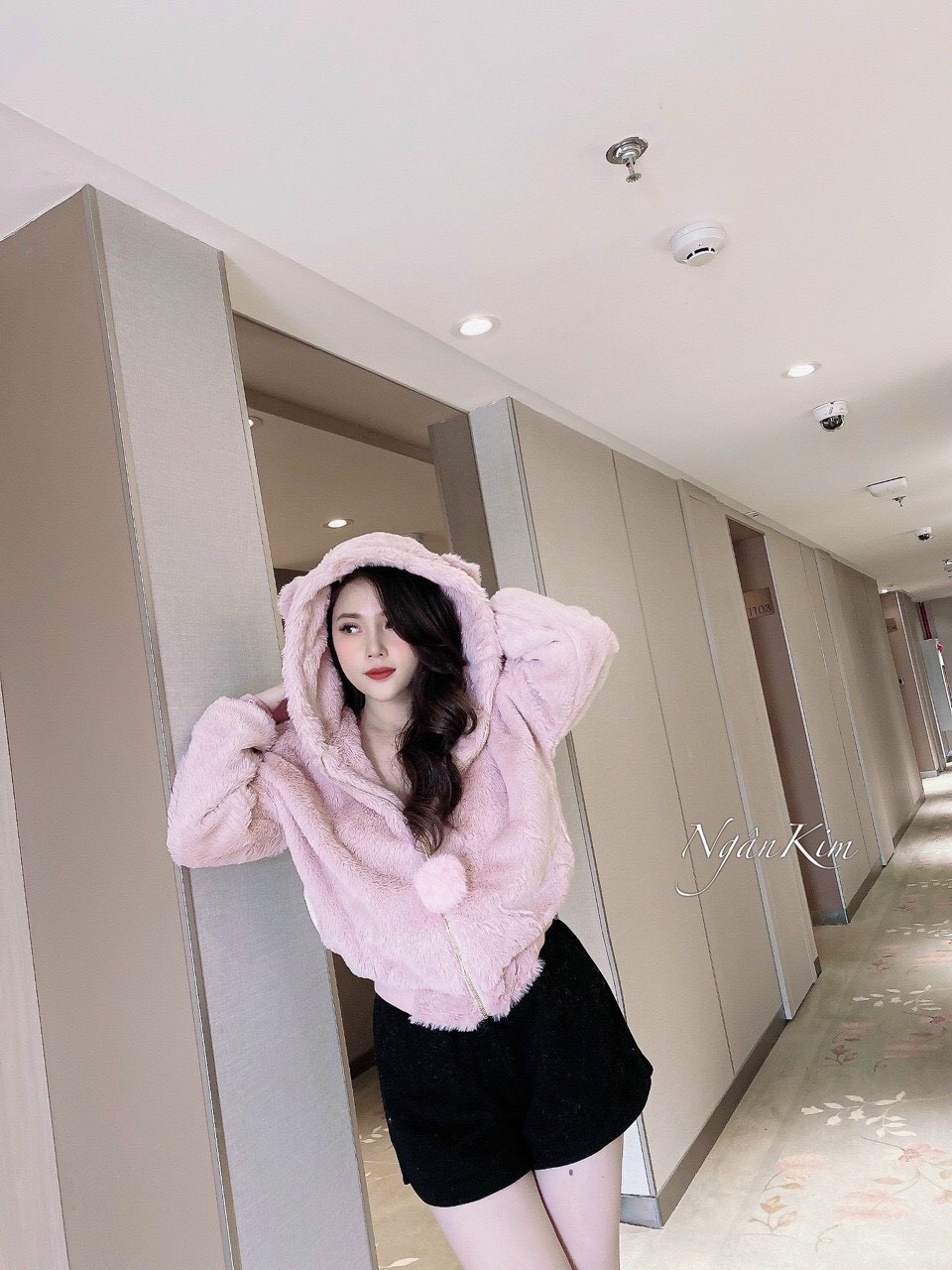 Áo khoác bông tai gấu cute