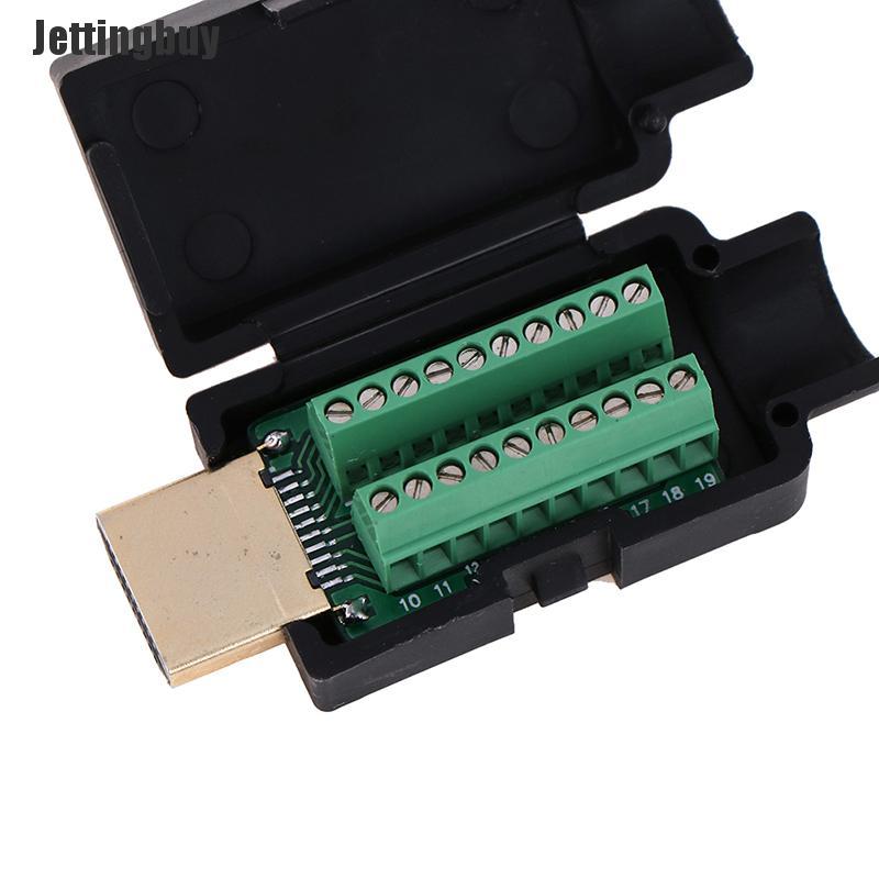 Jettingbuy HDMI Male 19P Plug Breakout Terminals Solderless Connector With Cover
