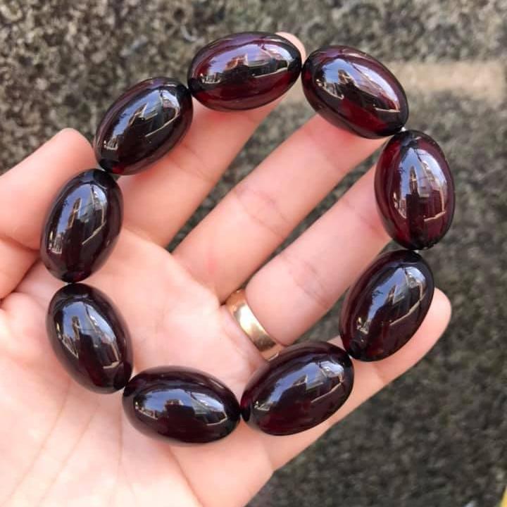 VÒNG TAY HỔ PHÁCH ĐỎ DẠNG  HẠT BẦU SIZE 16LY