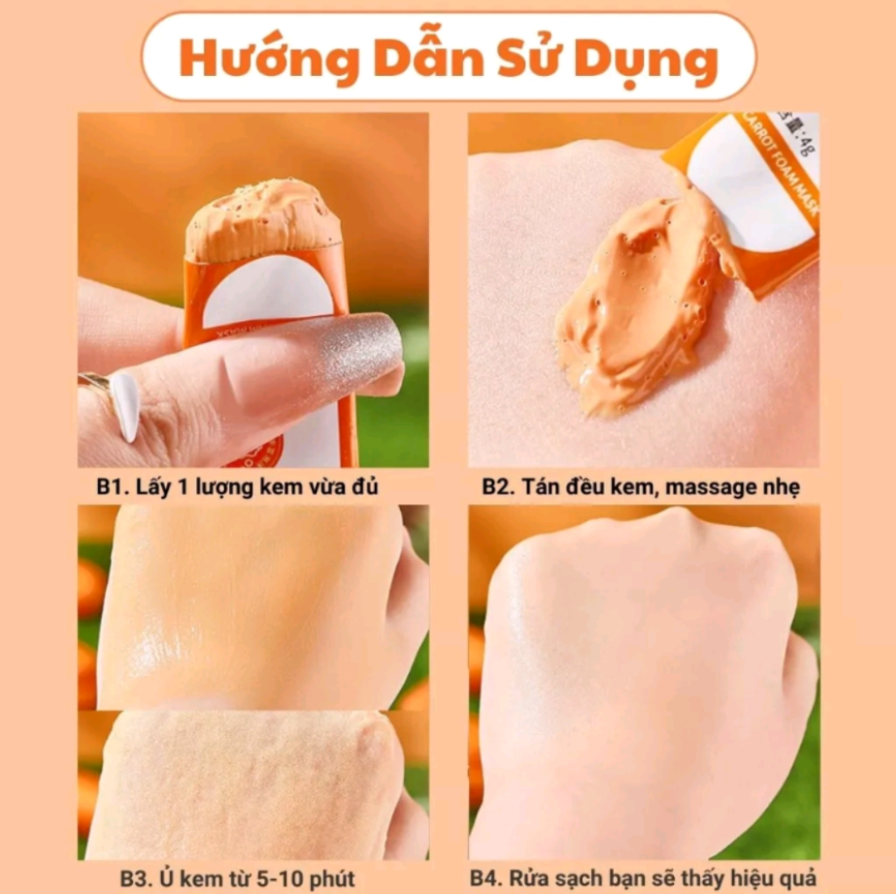 Hộp 12 Gói Mặt Nạ Sủi Bọt Thải Độc Cà Rốt