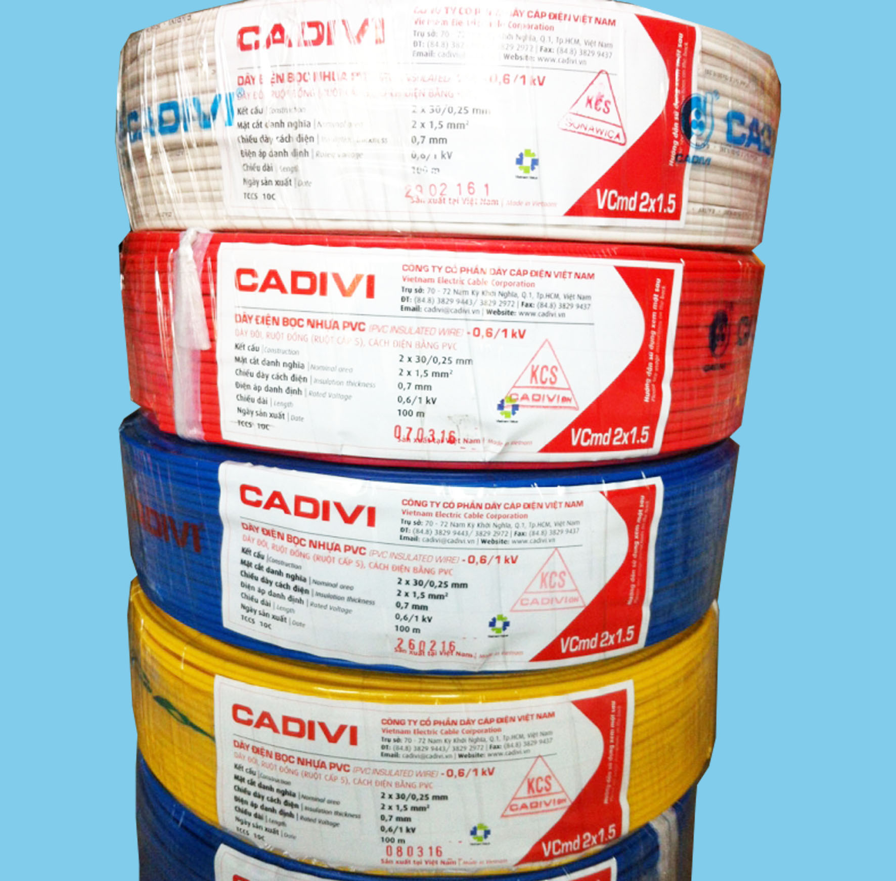Dây Điện Đôi CADIVI VCMD (2x0.5 - 2x0.75 - 2x1.0 - 2x1.5 - 2x2.5 mm) CADIVI dài 1 Mét