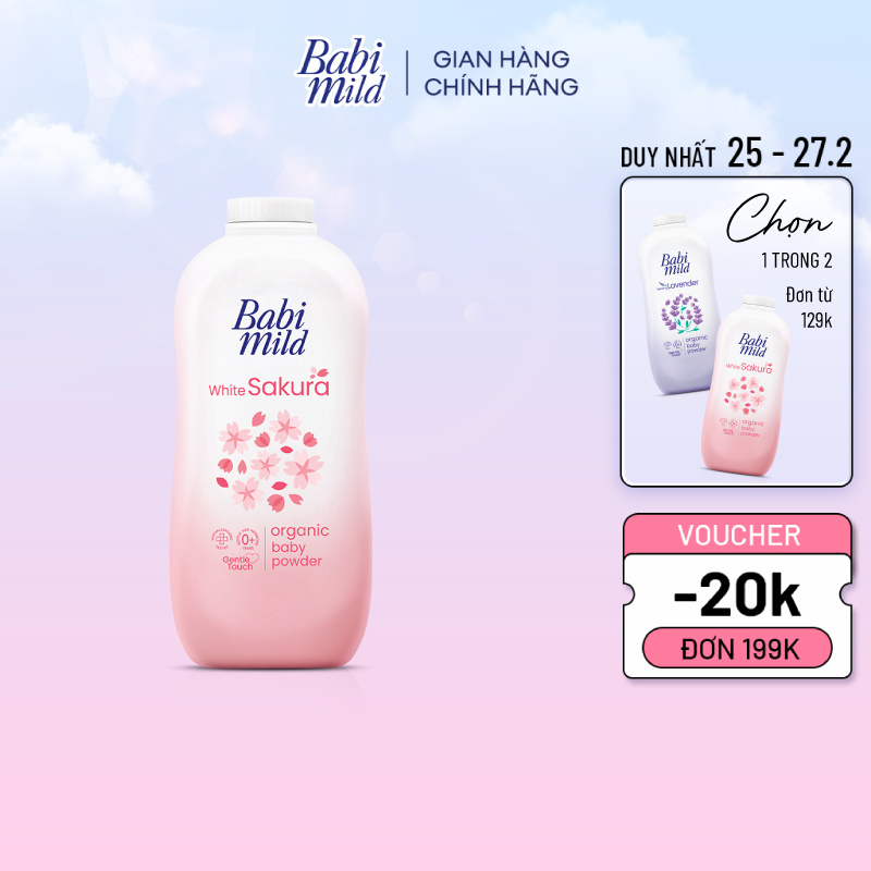 Phấn Thơm Trẻ Em Babi Mild White Sakura 350gr