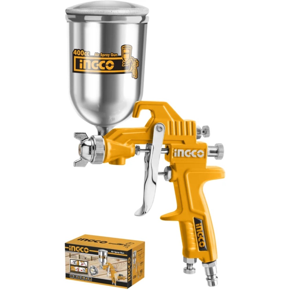 INGCO ASG4042 Súng phun sơn dung tích 400cc Có Chỉnh Gió Súng phun sơn có chỉnh gió bình nhôm - dụng cụ máy phun sơn bằng khí nén sơn xe máy ô tô gỗ nhà cửa