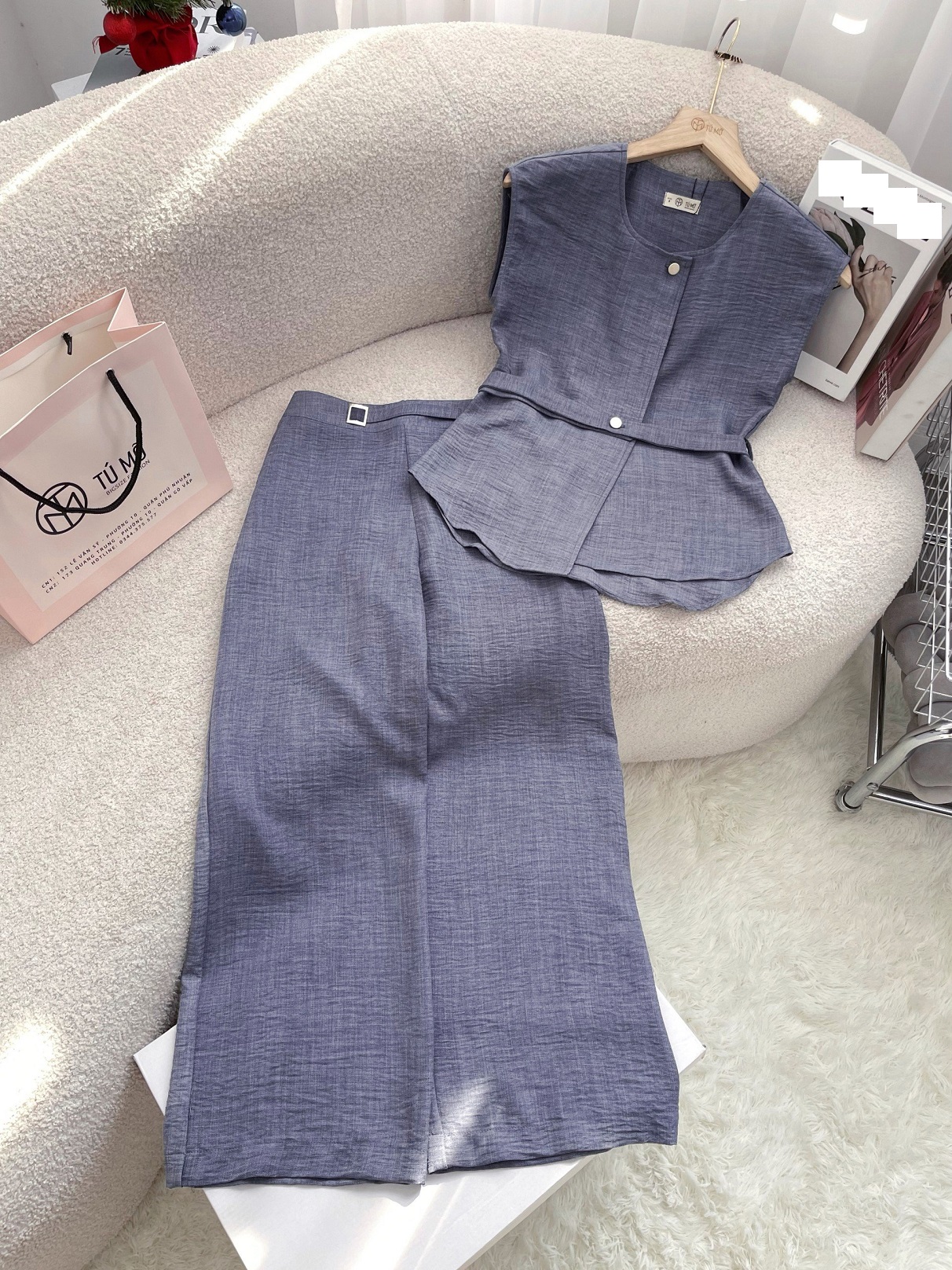 Set bộ bigsize nữ tú mỡ set bigsize thiết kế trẻ trung set bộ bố gân db0090 đi làm dạo phố đủ size 45-80kg