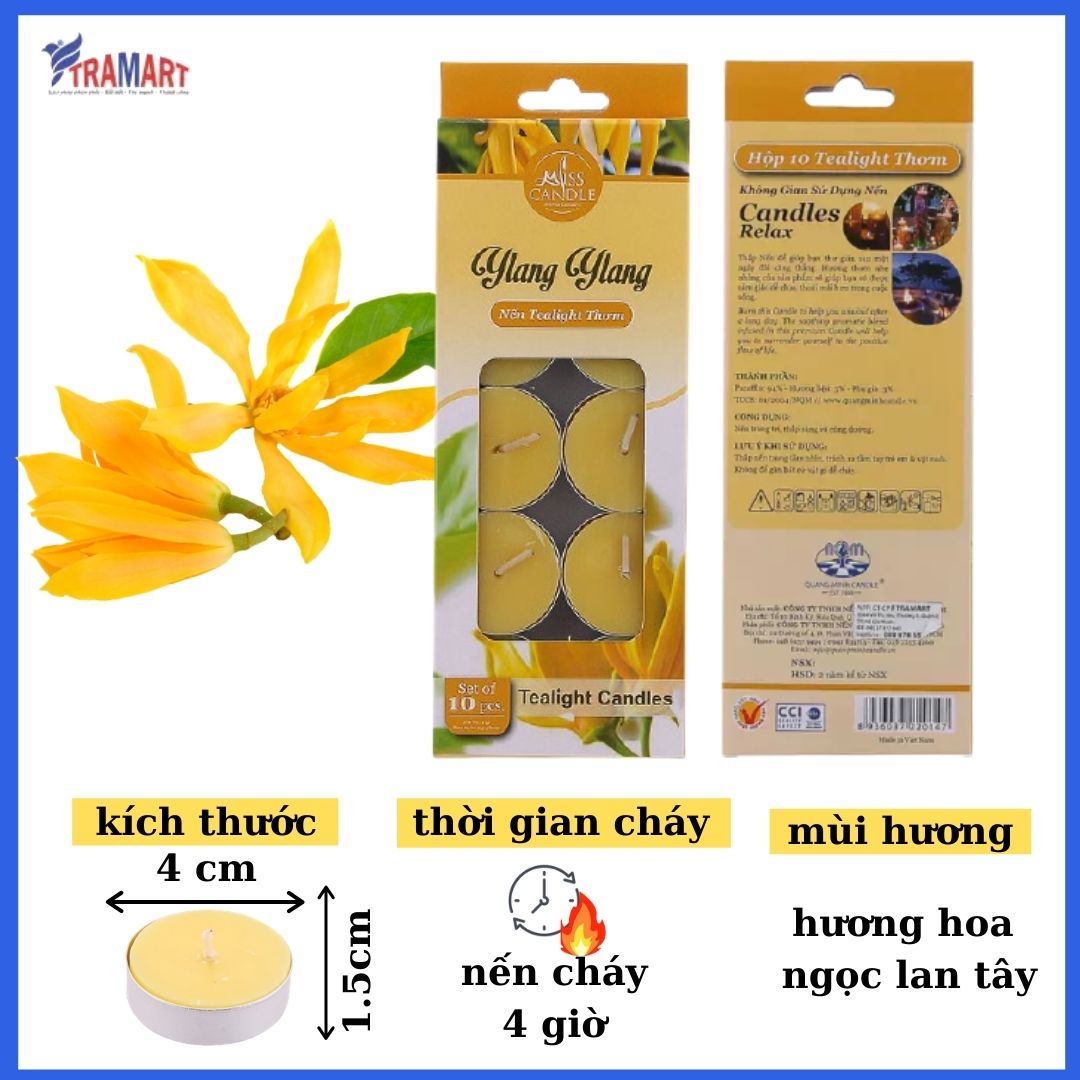 Scented Candle tealight box 10 candle ftramart MIC0147 ylang ylang (incense flower jade orchid West) smokeless candle, material paraffin wax help nebulize essential oil, aromatic room and home decoration or as a gift.