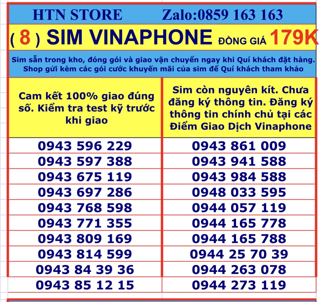 Sim vina số đẹp giá rẻ đồng giá 179k