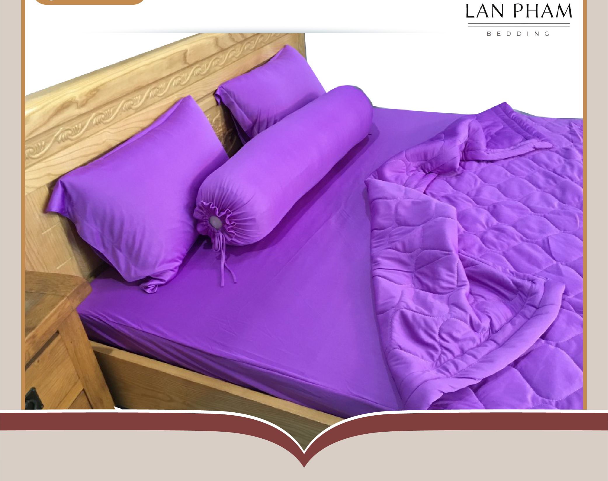 Ga - Drap Giường Lẻ Thun Mát Lạnh Lan Pham Bedding - Màu Tím Cà
