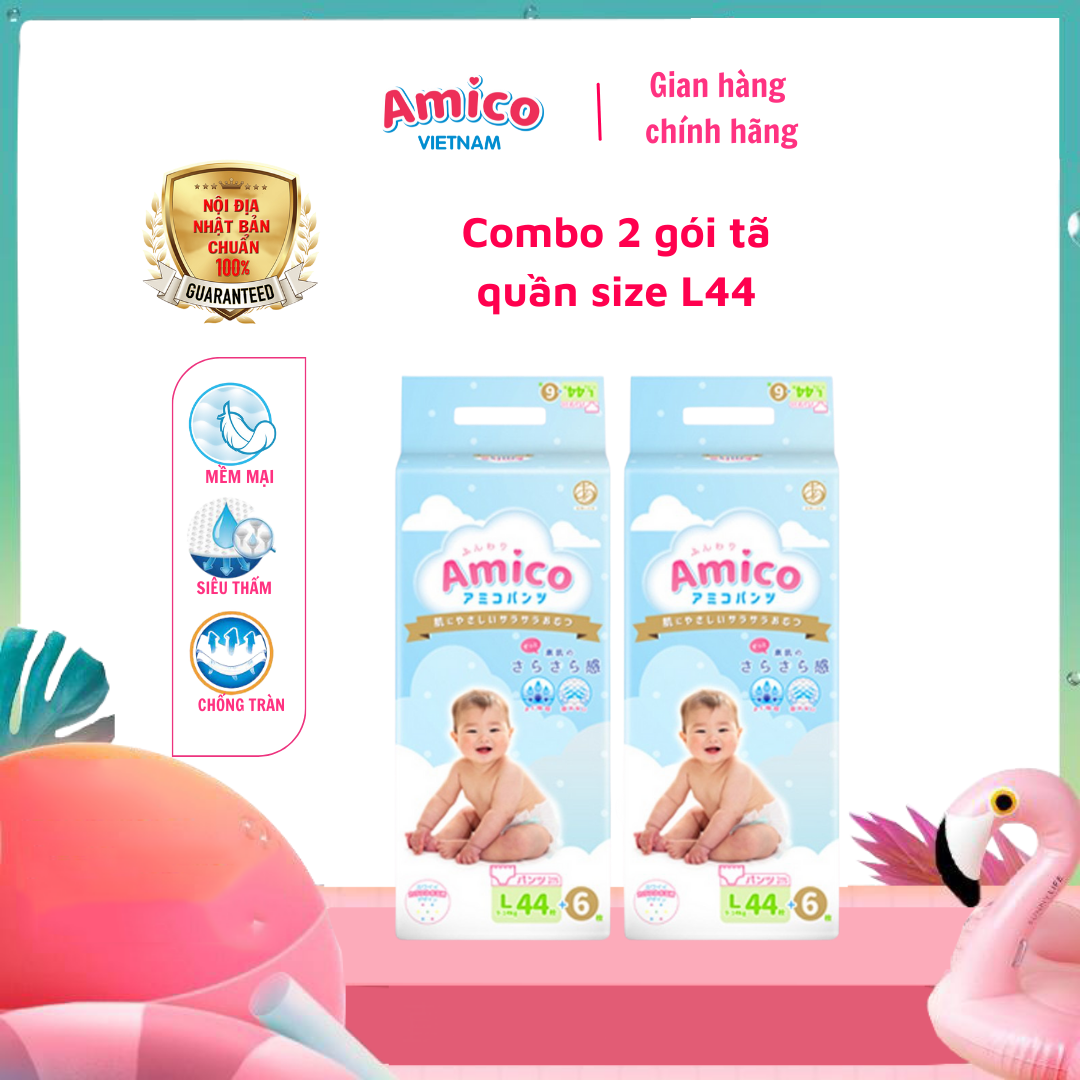 Bỉm quần Amico L44+6 miếng (dành cho bé 9 - 14kg)