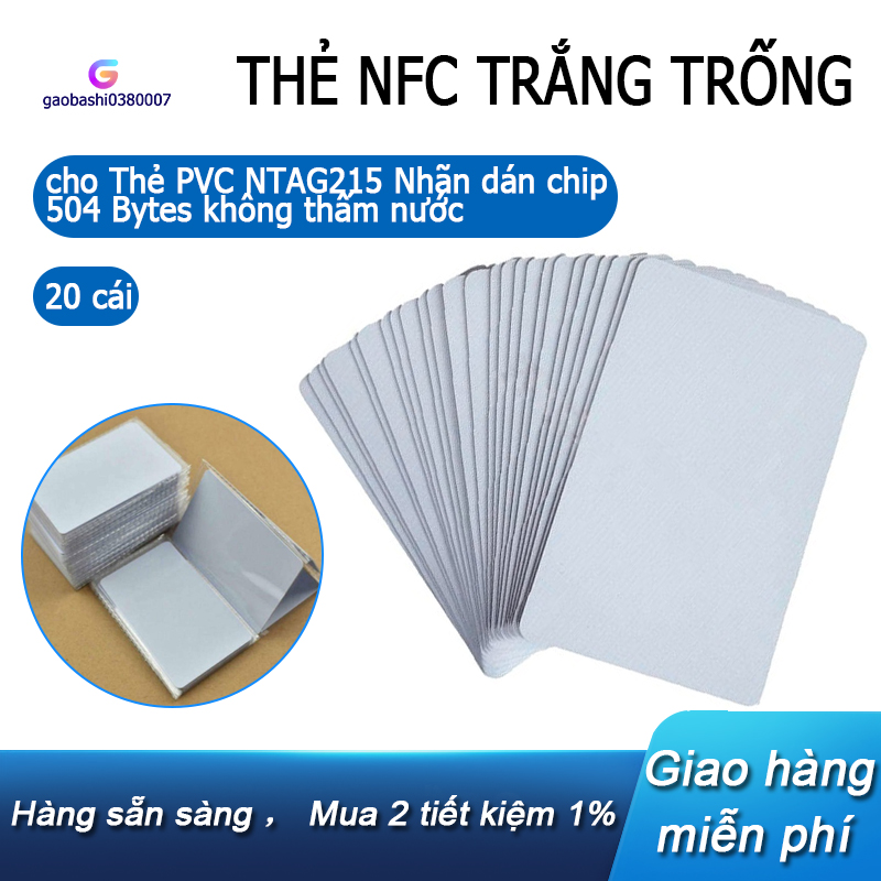 20Pcs NFC Cards White Blank for NTAG215 PVC Tags Waterpoof 504Bytes Chip Sticker