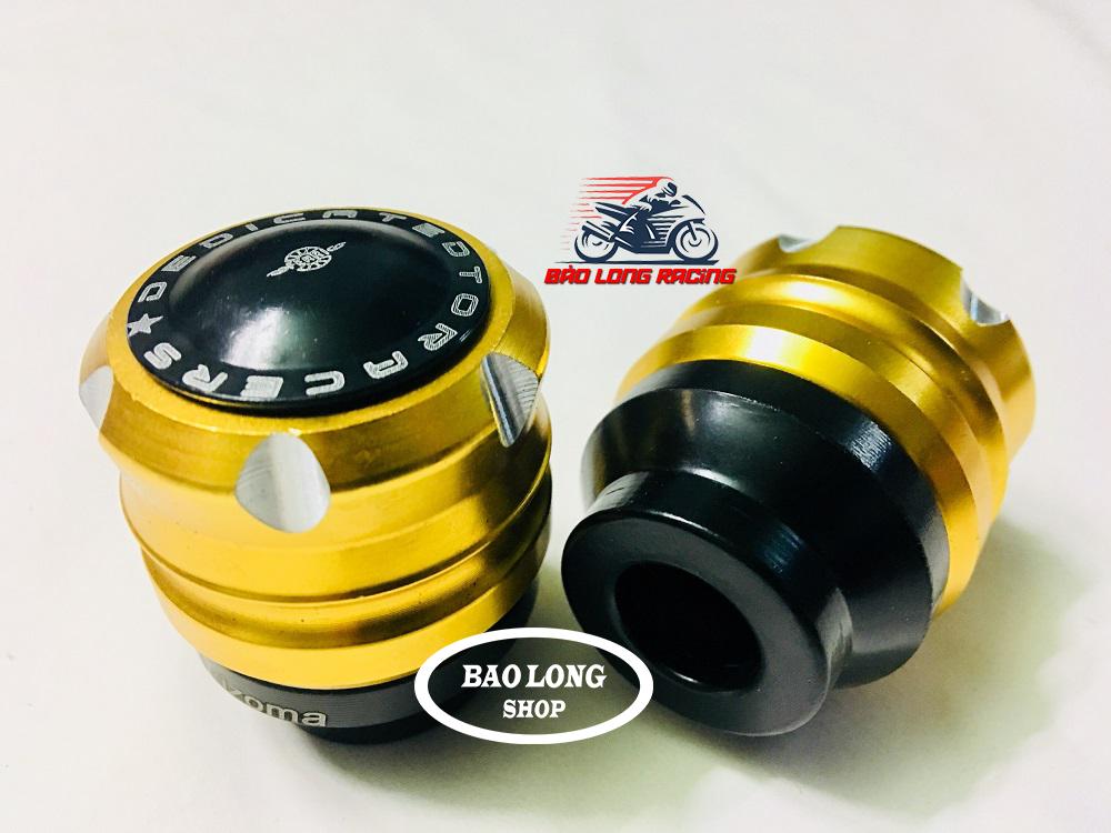 BỘ 2 GÙ có nắp loại dầy CHỐNG ĐỔ, CHỐNG NGÃ TRƯỚC CHO MÔ TÔ, XE MÁY (màu Vàng)