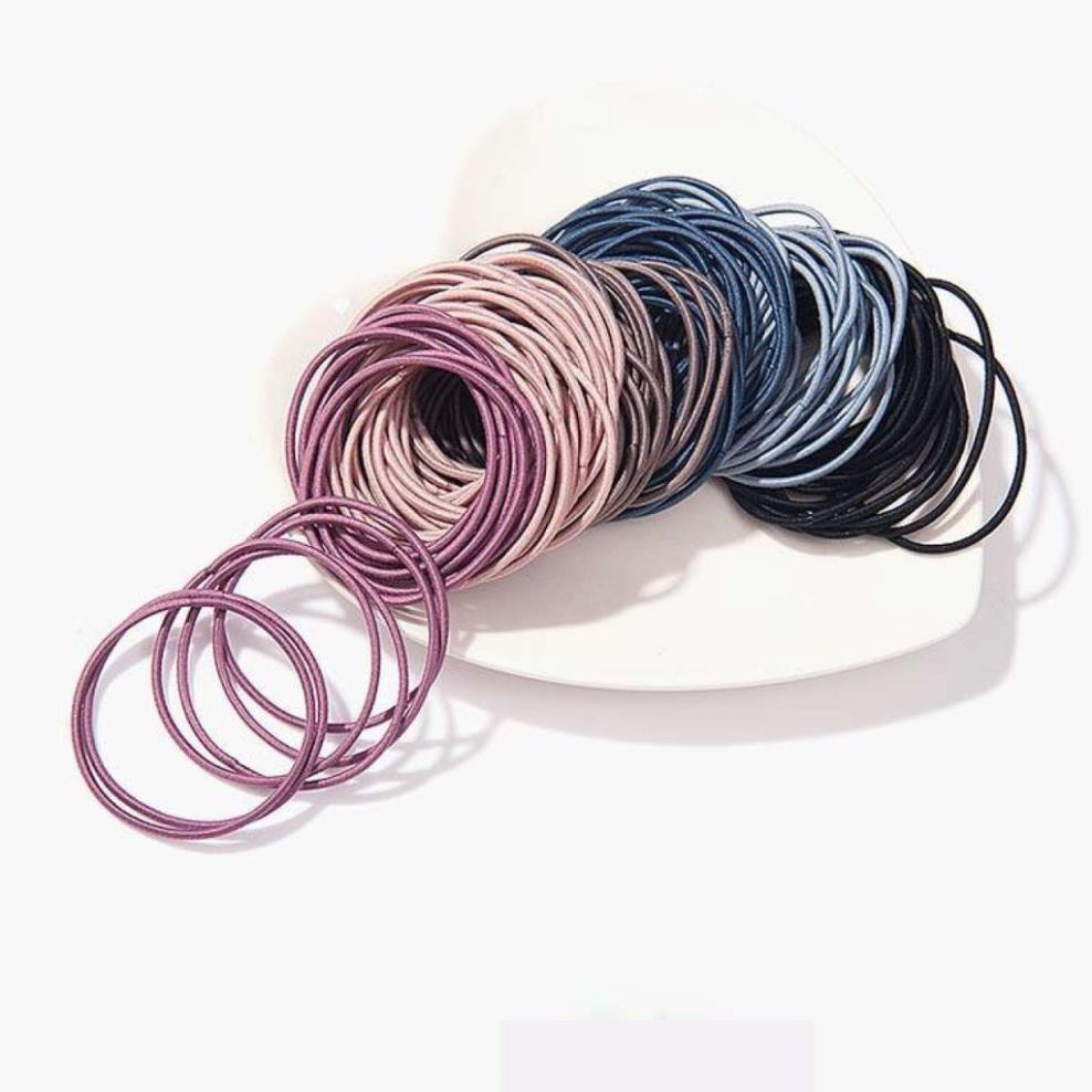 Set 100 Dây Buộc Tóc Nữ , Buộc Tóc Trẻ Con Kèm Túi Zip