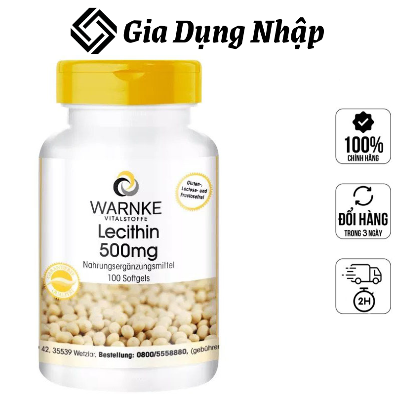 Warnke Vitalstoffe Lecithin 500mg, 100 Capsules, Soy Lecithin