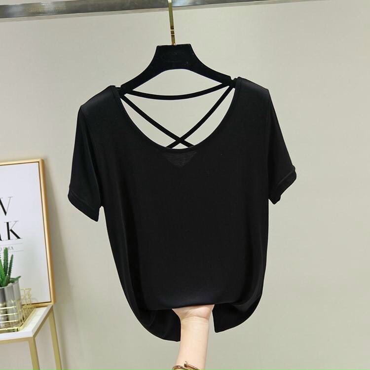Áo thun lụa form rộng đan dây sau cực xinh TTSA0385