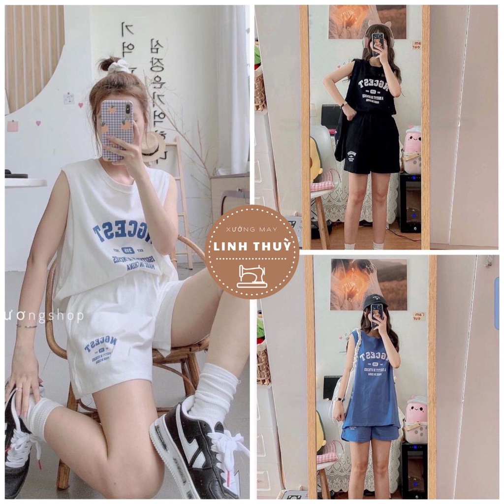 Set tanktop 3 món Ngcest form rộng - Bộ đồ nữ quần short đùi kèm áo thun ba lỗ thể thao hàn quốc đẹp ulzzang