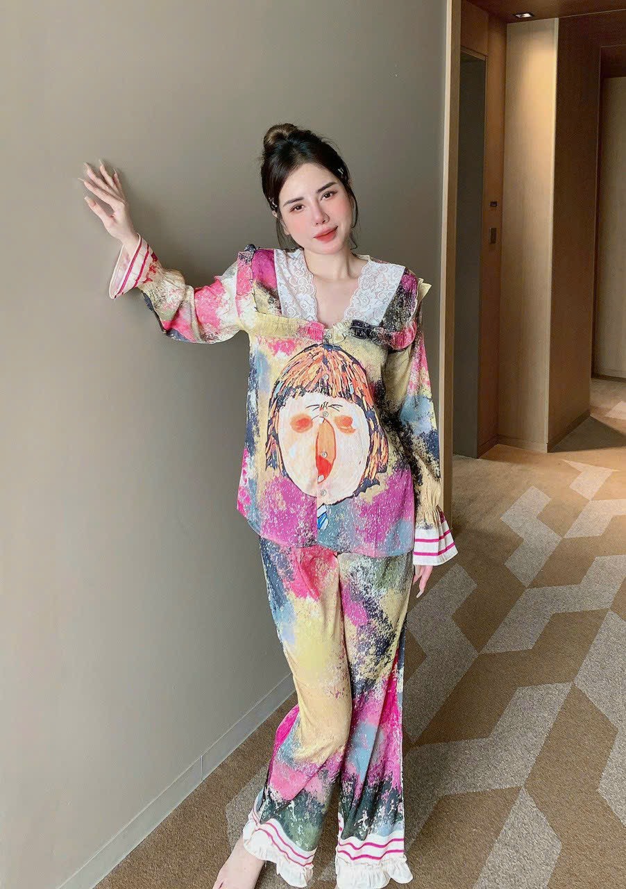 Đồ bộ mặc nhà Pijama chất lụa xước ánh kim cao cấp