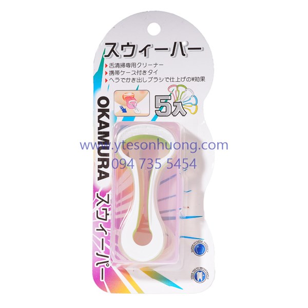 Dụng cụ cạo lưỡi Okamura (5 cây/vĩ) 754198 (Vĩ)