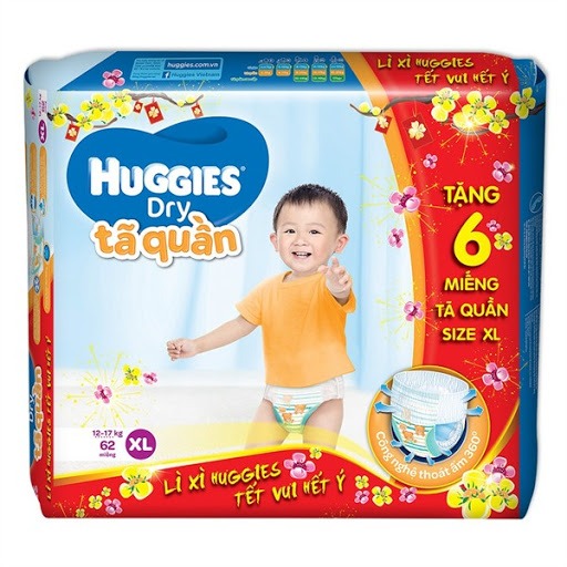 TÃ QUẦN HUGGIES SIZE SIÊU ĐẠI M74. L68. Xl62. 2XL56.