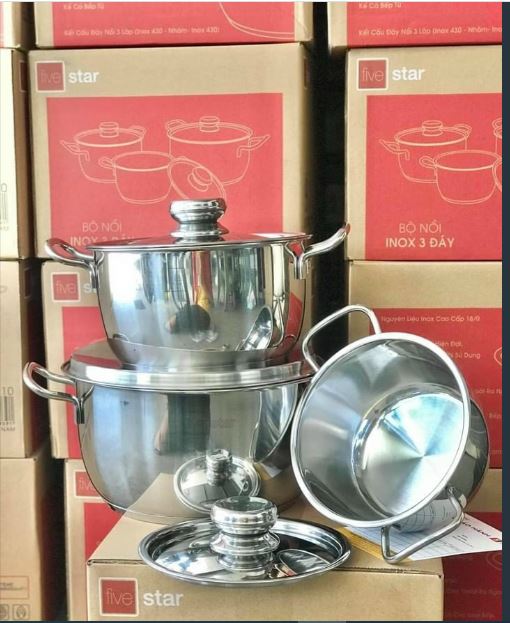 Bộ nồi FIVE STAR 3 món 3 đáy bảo hành 5 năm