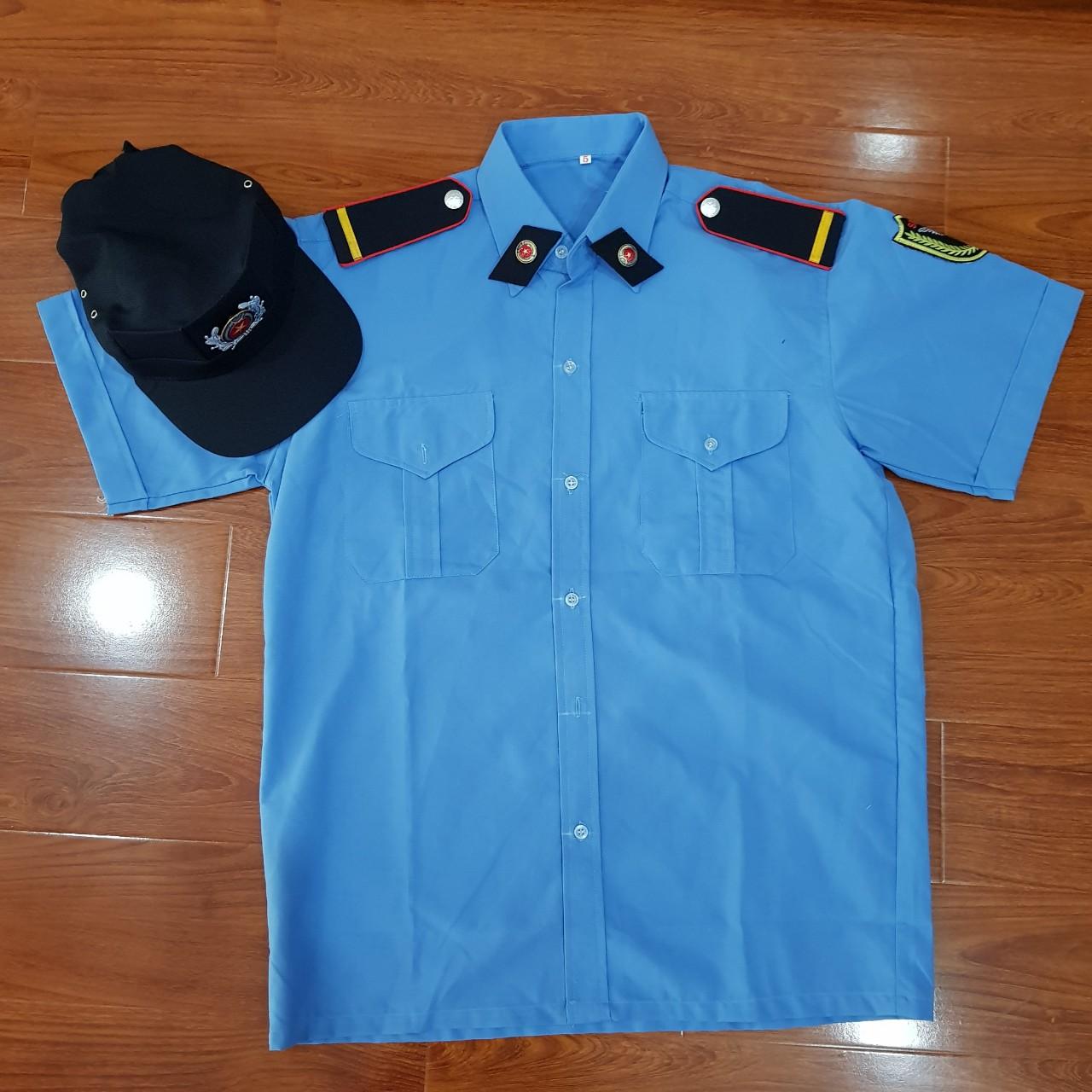 áo bảo vệ/ đồng phục bảo vệ theo thông tư 08 +phụ kiện (nón có sao + ve áo+ cầu vai +logo) - hình thật