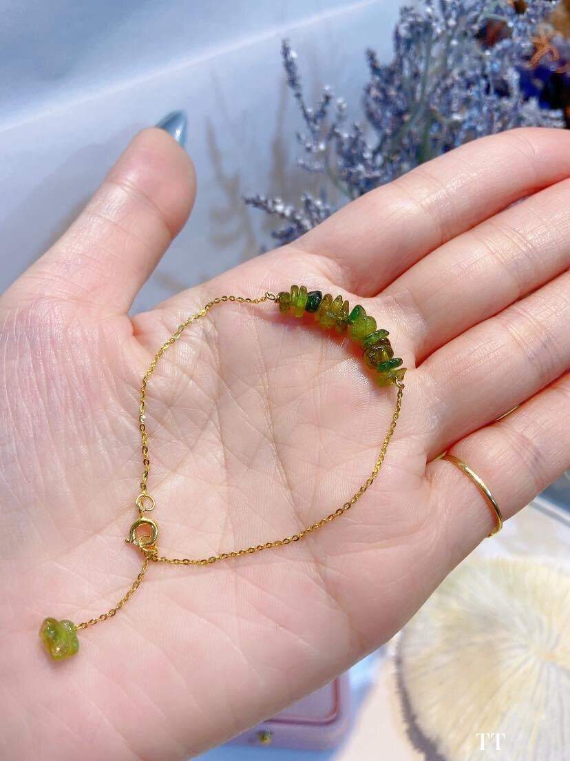 Lắc tay vàng tây mix đá toumaline xinh xắn, lắc đá phong thuỷ, trang sức thiết kế đủ hoá đơn thẻ bảo hành