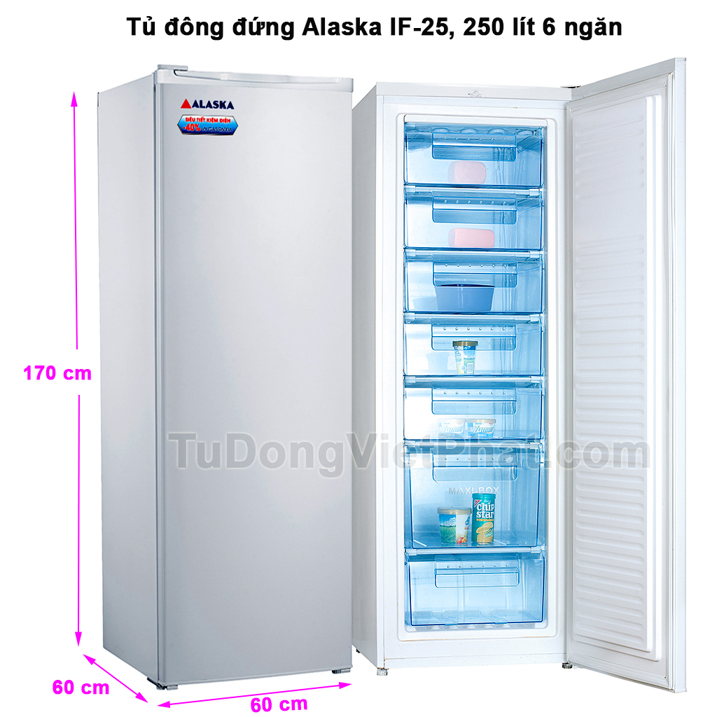 [Trả góp 0%]Tủ đông Alaska 250 lít đứng IF-25