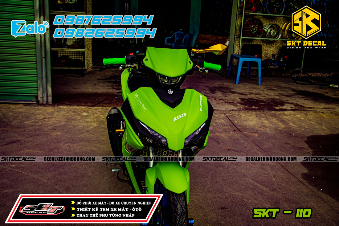 tem trùm exciter 155 xanh lá đơn giản