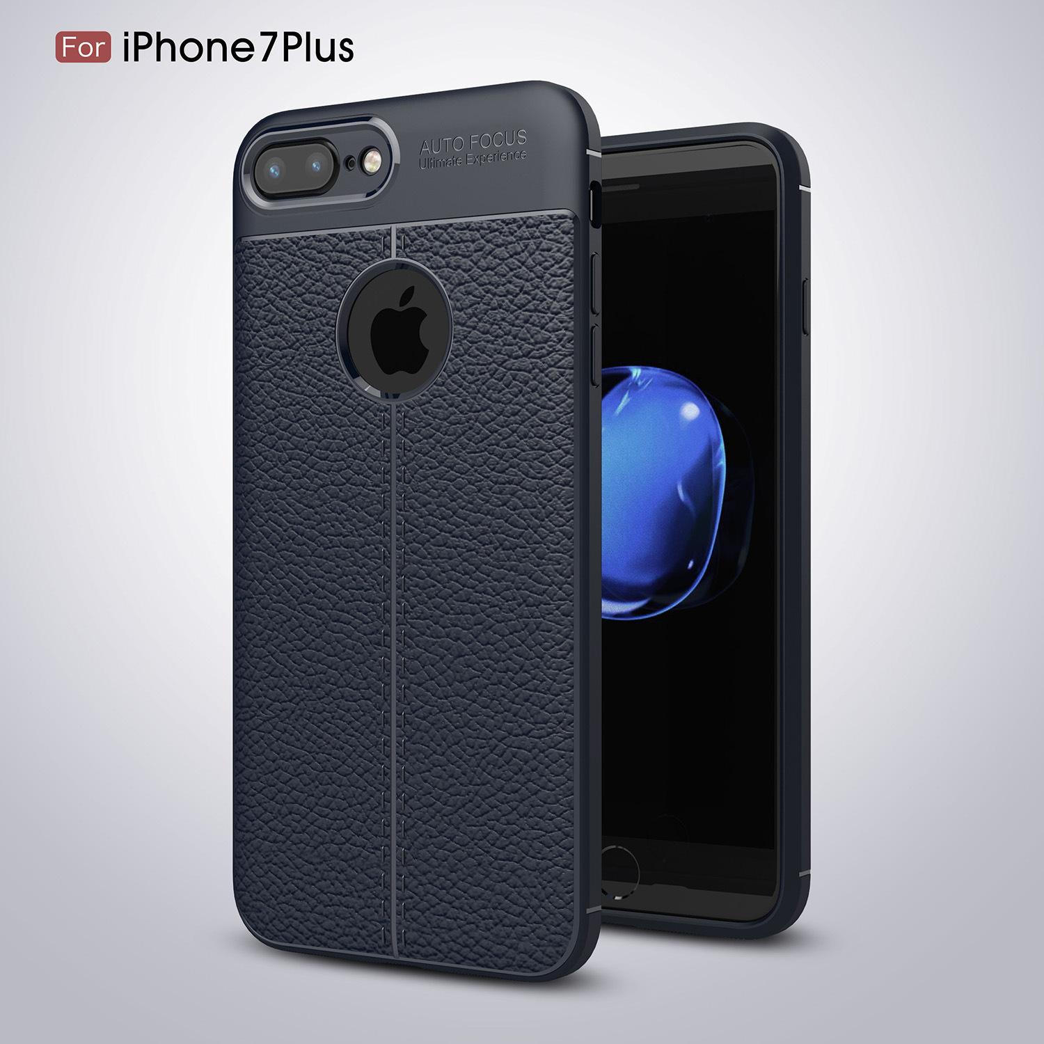 Ốp lưng dẻo giả da Auto Forcus dành cho Iphone 7plus/8plus (Màu đen)