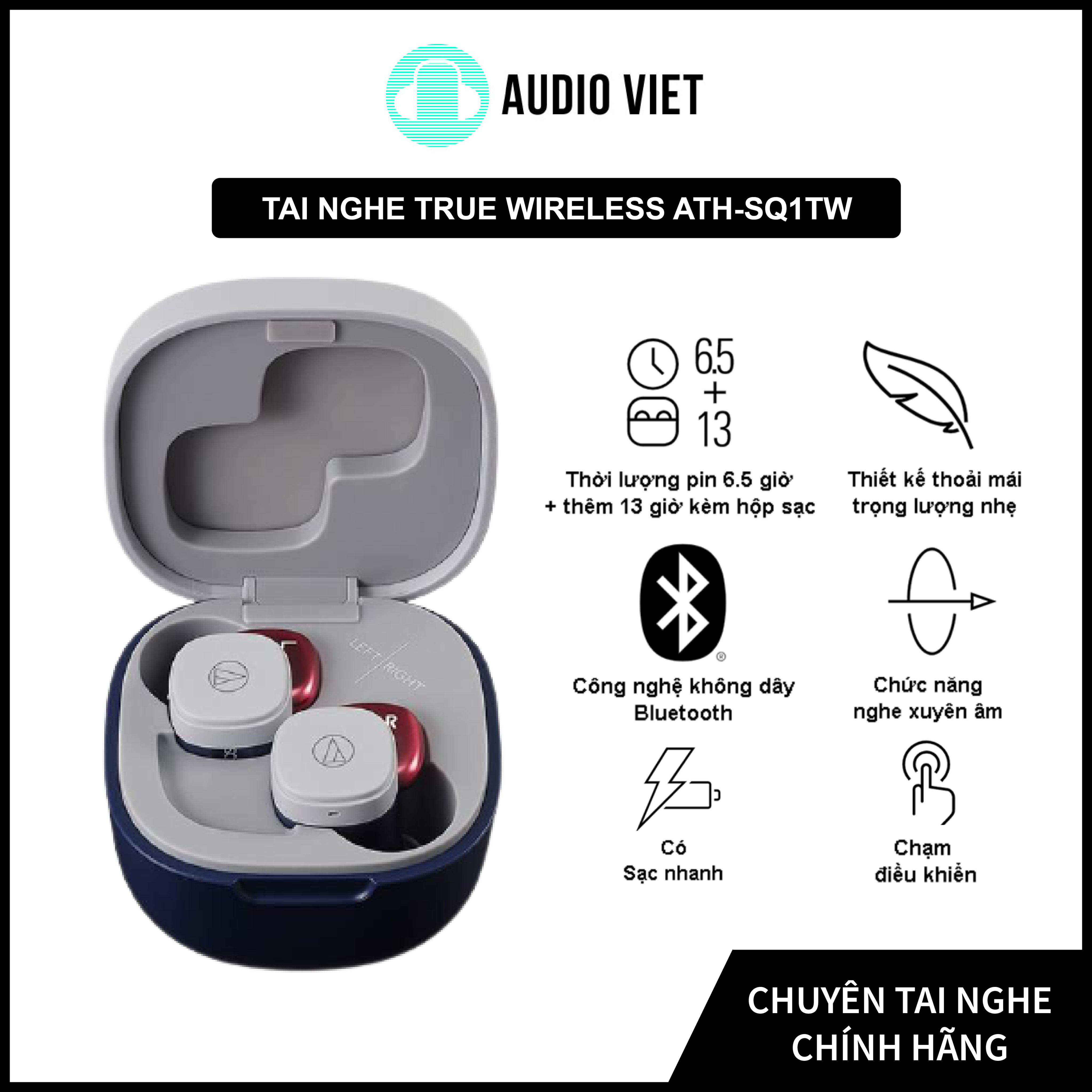 Tai nghe True-Wireless Earbuds Audio-Techncia ATH-SQ1TW