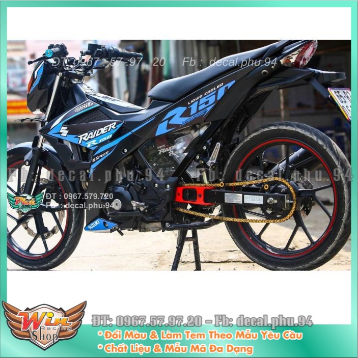 Tem rời Raider Xanh đen nhám
