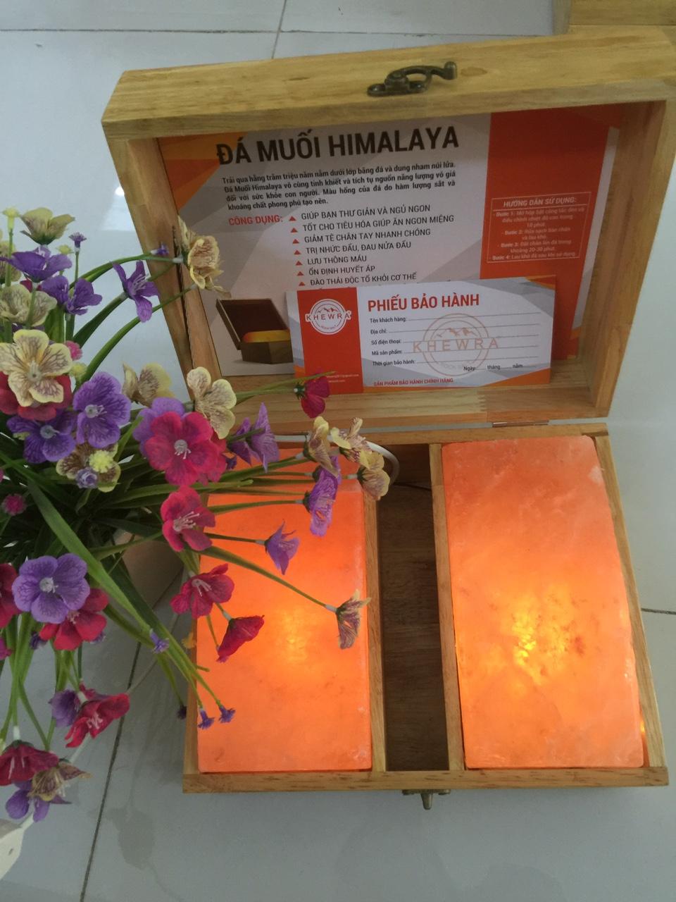 Hộp đá muối massage chân Himalaya đá đôi (loại 2 viên cong cao cấp)