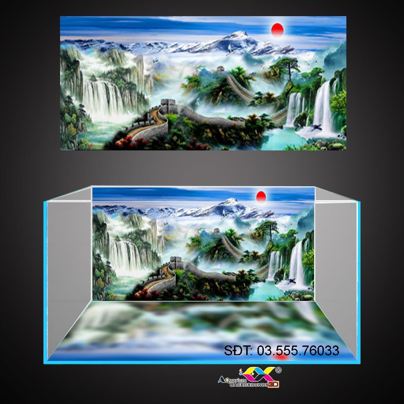 Tranh 3D - phông nền dán hồ cá, bể thuỷ sinh siêu đẹp và nét, tranh có keo sẵn trên bề mặt, có thể in theo kích thước yêu cầu (mã AQBKTT-00011)