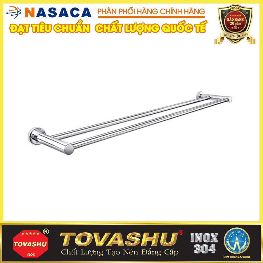 Treo khăn đôi nắp tròn (inox 304) TOVASHU 304-B7