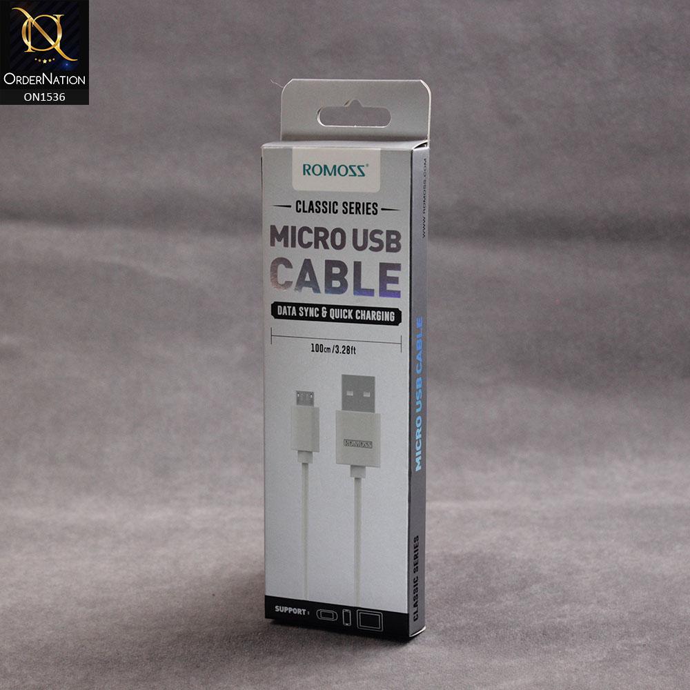 Cáp sạc Romoss CB05 Micro USB V8/2.1A (Trắng) Loại Dài 1m và Dài 0.3m