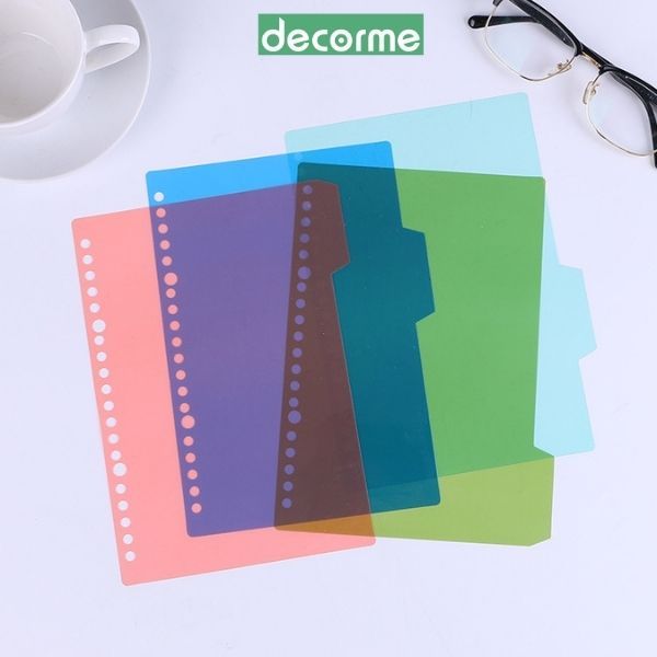 DecorMe Tab phân trang chia trang chỉ mục set 4 tờ trơn màu A5 B5 A4 20 26 30 lỗ bìa phân trang sổ còng nhiều màu
