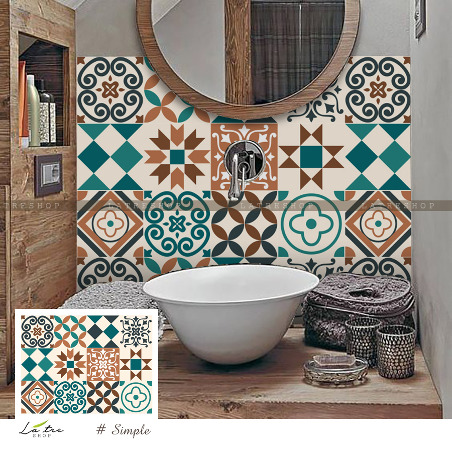 Decal gạch bông Simple - Decal dán tường - Sắc nét bền đẹp