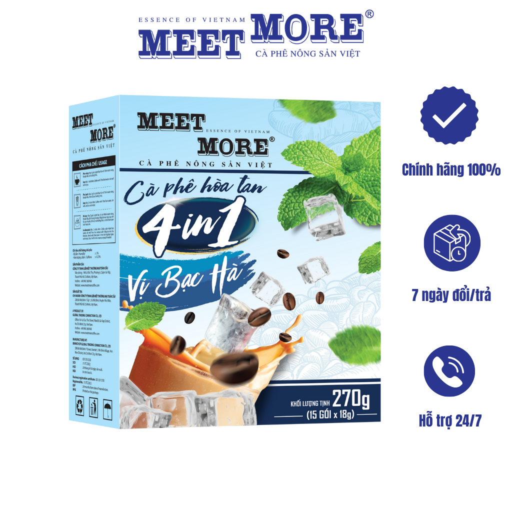 Combo 2 Hộp Cà Phê Hòa Tan Vị Xoài Và Bạc Hà Meet More (15Gói/18Gram/Hộp) - Cà phê nông sản Việt