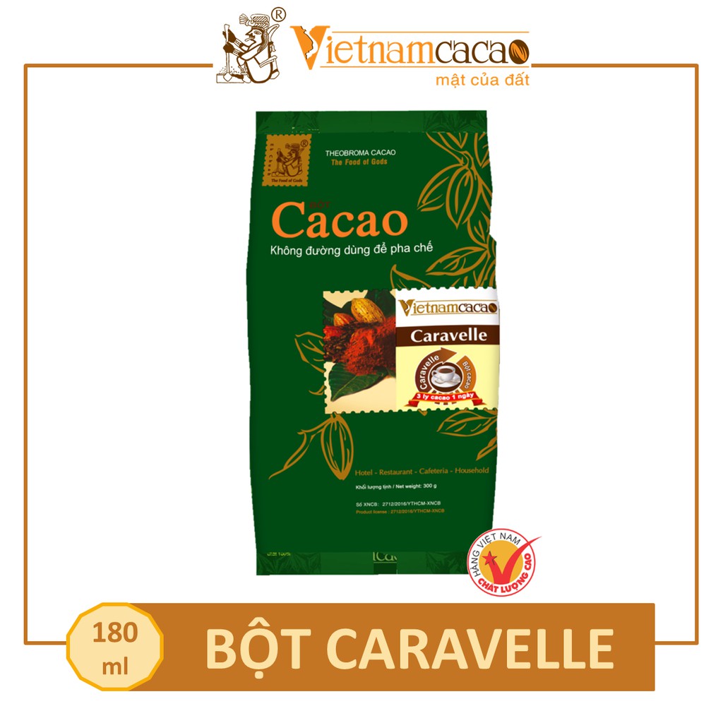 Bột cacao nguyên chất Caravelle không đường dùng làm bánh - Túi PE 300g