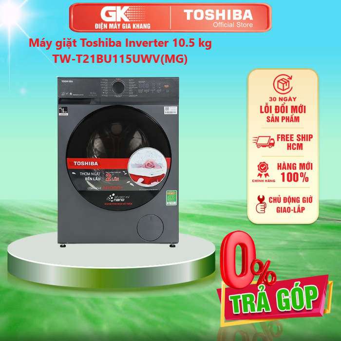 Máy giặt toshiba inverter 10.5 kg tw-t21bu115uwv - kết nối wifi qua phần mềm tsmartlife có thể điều khiển máy giặt ở bất kỳ đâu - giao toàn quốc - freeship hcm