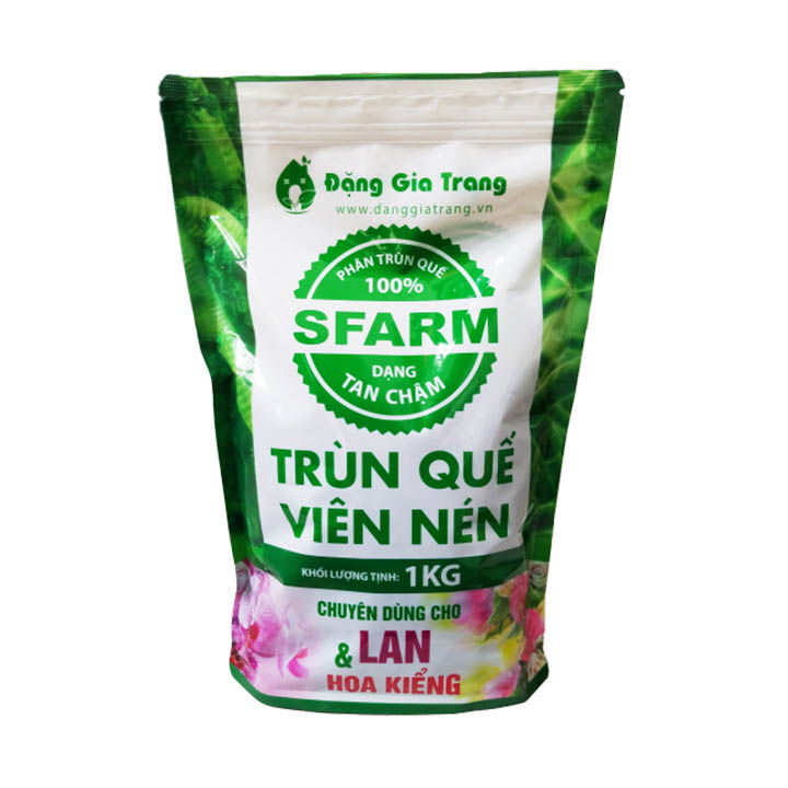 Phân trùn quế nén viên sfram 1kg - phân hữu cơ tan chậm trùn quế dạng viên
