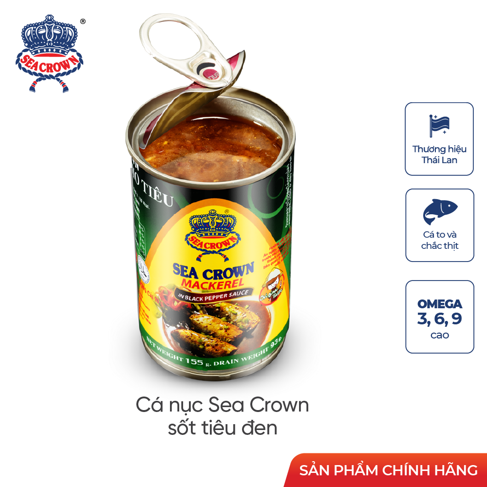 Lốc 10 lon Cá Hộp Sea Crown Cá Nục Kho Tiêu
