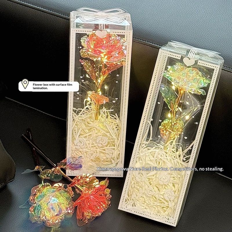 Đầy màu sắc LED Hoa Hồng Bó hoa trang trí quà tặng cho Valentine của ngày và sinh nhật, ánh sáng Lãng Mạn-up hoa giả trong thanh lịch hộp