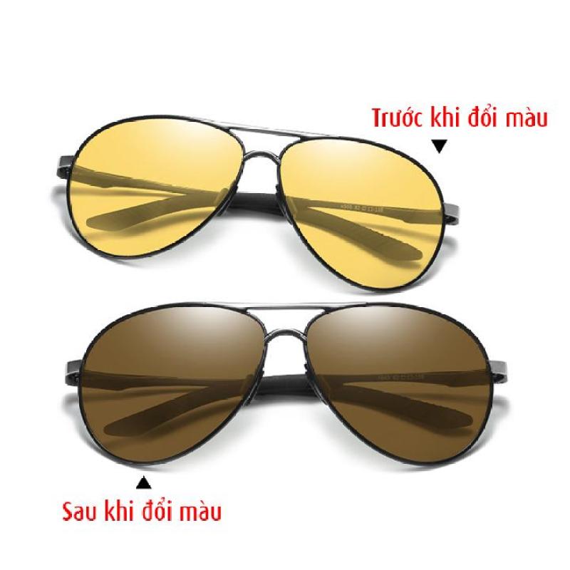 Giá bán Mắt kính nam tròng polarized đổi màu đi ngày và đêm chống tia UV400, gọng nhôm magie nhẹ tặng kèm hộp và khăn lau kính - MK1912