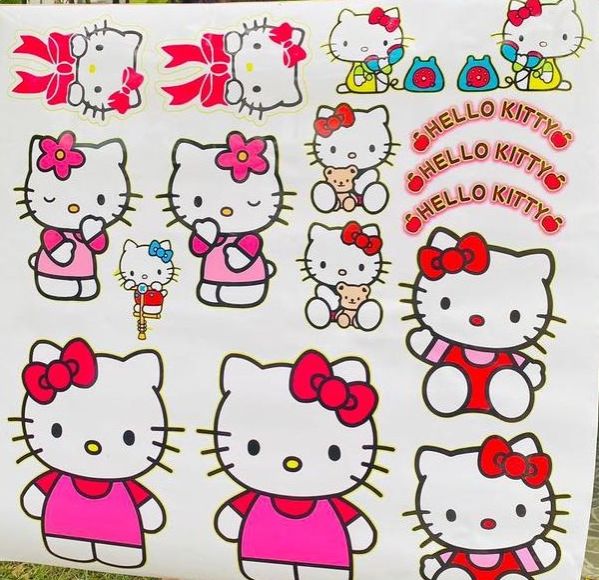 tem dán xe tải hello kitty