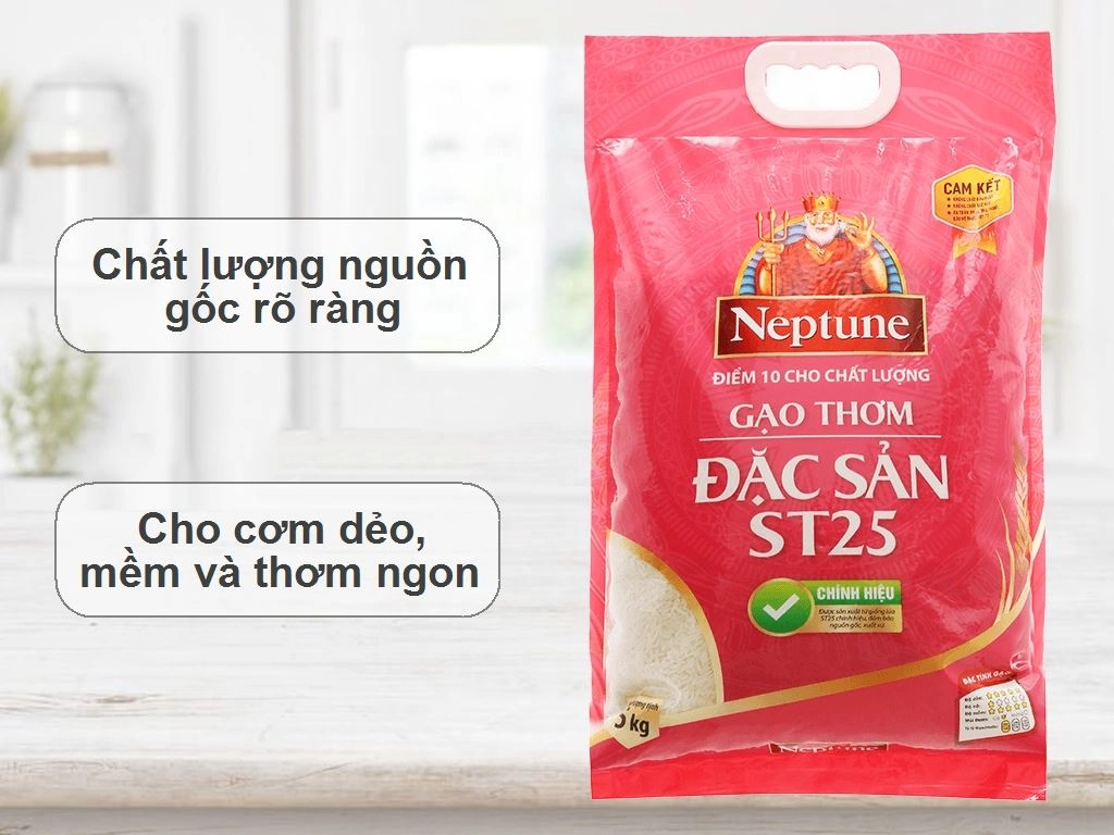 Gạo thơm đặc sản Neptune ST25 túi 5kg