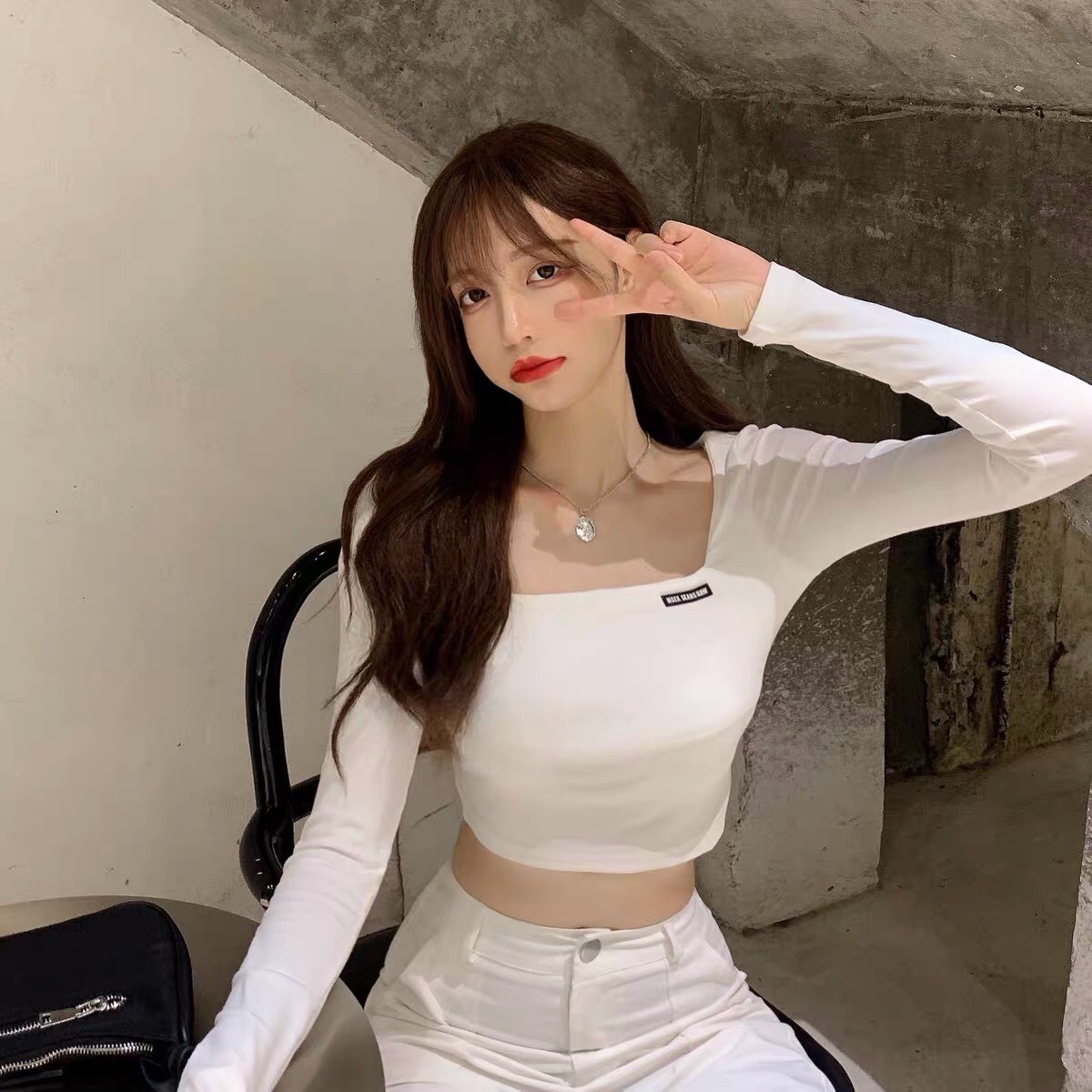 Áo croptop thun borip phối tay dài siêu cold TTSA1082