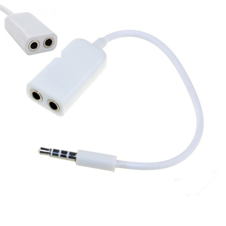 Jack chia cổng tai nghe 3.5mm 1 ra 2 (Trắng)