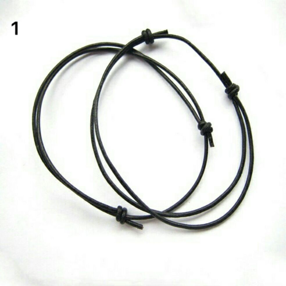 Lắc chân dây da bóng đen (ảnh thật)