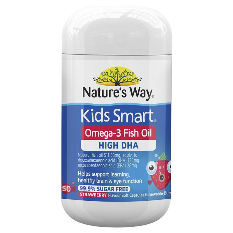 Bổ sung dầu cá cho bé Natures way kids smart omega-3 DHA fish oil của Úc 50 viên nhập khẩu