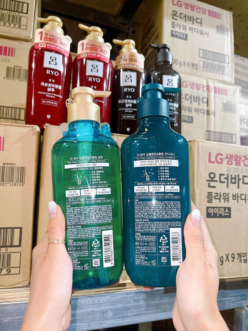 Sét Dầu Gội Xả Ryo Xanh Hàn Quốc 550ml